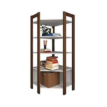 Imagem de Estante Escritório de Canto Multimóveis Cr25067 Branca/nogal