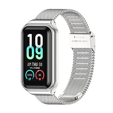 Imagem de MIJOBS Pulseira de substituição de metal Amazfit Band 7, pulseira de relógio compatível com smartwatch Amazfit 7 Fitness Tracker