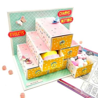 Imagem de Alinacutle Corte de metal, matrizes de corte, modelo de cartão feito à mão, cortes de artesanato em papel, para scrapbooking de cartão e decoração de cartão de papel de álbum de artesanato DIY, gaveta de armazenamento caixa de presente matrizes