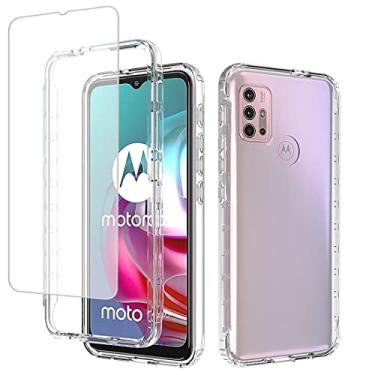 Imagem de Zoeirc Capa para Moto G30/Moto G10/Moto G20/Moto G10 Power XT2129 Capa com protetor de tela de vidro temperado, capa macia 360 à prova de choque transparente para Motorola Moto G30 (transparente)