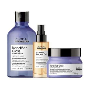 Imagem de Kit L'Oréal Professionnel Serie Expert Blondifier Gloss Shampoo e Máscara e Óleo-Unissex