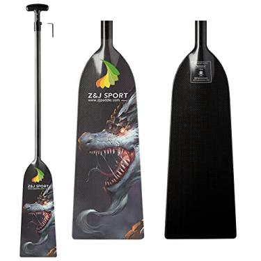 Imagem de Z&J SPORT Pá de barco dragão ajustável, remo de fibra de carbono aprovado pela IDBF, remo gráfico de dragão com ajustador para corrida de barco de dragão com alça em T ajustável (SCB2)