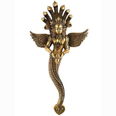 Imagem de Maçaneta de porta feita à mão de cobre puro Poseidon Maçaneta de porta personalidade retro alça de cobre para decoração de porta de casa, latão, B (latão B)