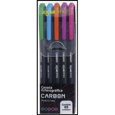 Imagem de CANETA ESF. CARBON 0.7 COLORIDA - ESTOJO C/ 5 UNID. JOCAR OFFICE