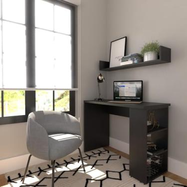 Imagem de Conjunto de Mesa com Prateleiras Para Escritório ou Home Office 100 cm de Largura Preto