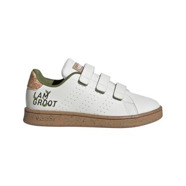 Imagem de adidas Tênis unissex infantil X Marvel Advantage Groot, Branco/Off White/Cardboard (alça cruzada), 1 Little Kid