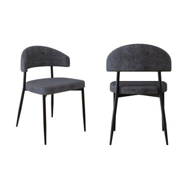 Imagem de Cadeira Bless Fixa com 4 Pés 55 X 52,5 X 77,5 Cm com 2 Unidades Grafite/Preto