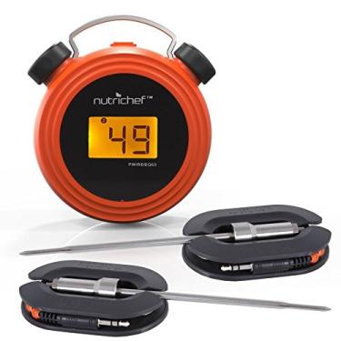 Imagem de NutriChef Smart Bluetooth BBQ Grill Thermometer w/ Digital Display - Stainless Dual Probes Safe to Leave in Outdoor Barbecue Meat Smoker - Wireless Remote Alert iOS Android Phone WiFi App - PWIRBBQ60