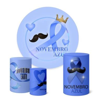 Imagem de Trio Capas Cilindro + Painel Redondo 1,50m Novembro Azul - Fadrix, K1N