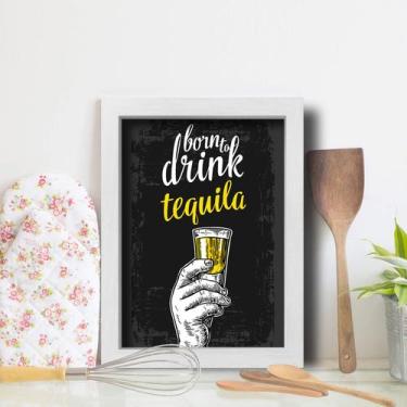 Imagem de Quadro Cozinha e Bar Frase Tequila 33x43cm Moldura Branca - Quartinhos