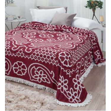 Imagem de Colcha Casal Chenille Jolitex Canelada 2,20x2,40 m Vinho