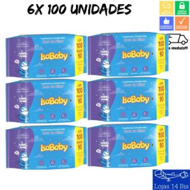 Imagem de 6 Toalhas Lenços Umedecidos Infantil Hora de Ninar Com 100 Unidades Is