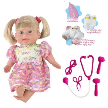 Imagem de Kit Boneca Faz Xixi de Verdade + Kit Médico Doutora 5 Peças - Milk Bri