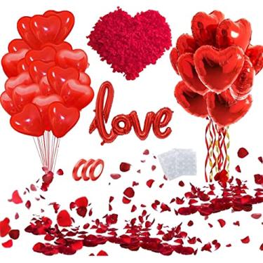 Imagem de STIMULATE SZXXZZMY 50 6-inch red Heart Balloons Latex，18-inch 10Pcs red Heart Balloons Foil ，42-inch 1Pcs red Love Balloon，Red Petals Kit for Valentines Day,Propose Marriage,Wedding Party.…