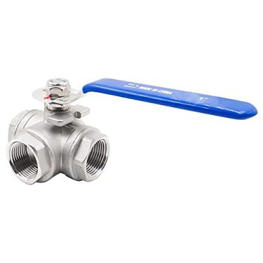 Imagem de Horiznext NPT 1 porta T de 3 vias de aço inoxidável rosqueado com válvula de esfera de almofada de montagem, controle de alça de vinil, tubo de pvc, pex, gás, combustível, óleo, água, fluxo de fluido de propano. (1 peça)