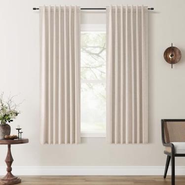 Imagem de Cortinas blackout de 153 cm de comprimento curto para quarto cortinas bonitas para cozinha moderna pequena janela sacada cortinas de linho com isolamento térmico aba traseira aveia/marrom quente 132 x