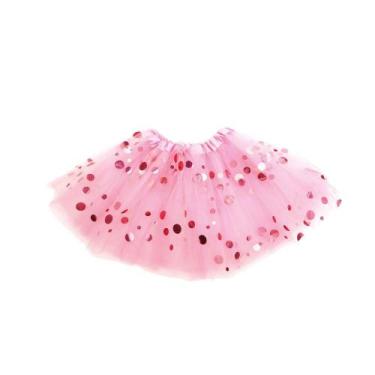 Imagem de Saia de Tule Rosa Claro Com BolinhasBrilhante Fantasia Infantil 27x19c