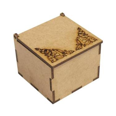 Imagem de Caixa Quadrada Biju ou Lembrancinha Arabesco Riscado 6x6x5 Laser Mdf M