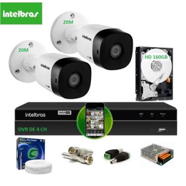 Imagem de Kit Intelbras 2 Cam G4 Dvr 4ch Mhdx Multihd H.265 Hd 160giga
