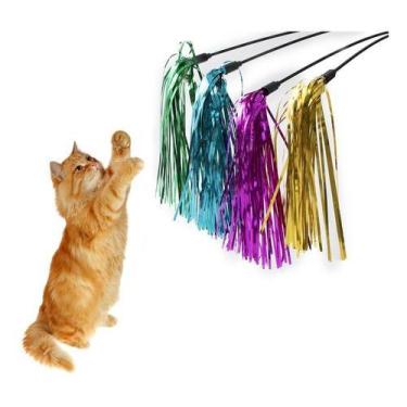 Imagem de Kit com 3 Brinquedos para Gatos Varinha Vara Interativa com Penas - Mo