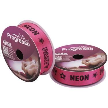 Imagem de Fita de cetim Neon Party Rosa 22 mm COR 294 10 mt Fitas Progresso - In