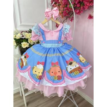 Imagem de Vestido Infantil Fazendinha Vaquinha e Porquinho Rosa e Azul - tematic
