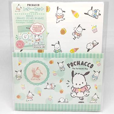 Imagem de Sanrio Pochacco conjunto de 8 papéis de escrita + 4 envelopes + 4 adesivos estacionários Japão
