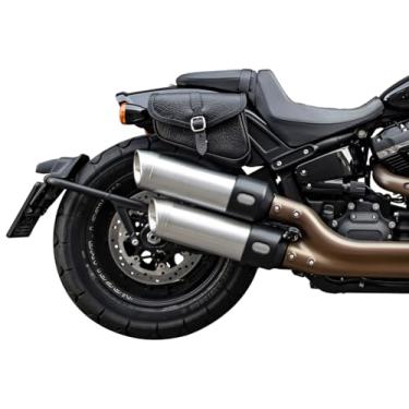 Imagem de ends cuoio - Alforje de couro compatível com Harley Davidson Fat Bob 2018-2024, Slim 2018-2021, Softail Standard 2020-2024, Low Rider 2018-2020, Street Bob 2018-2025 (enrugado - lado direito)