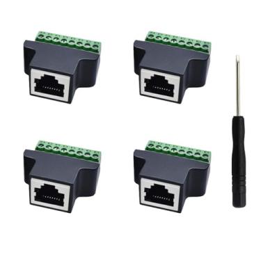 Imagem de Teansic 4 peças RJ45 fêmea para terminal de parafuso de 8 pinos, 8P8C RJ45 conector de parafuso de 8 pinos, terminal de parafuso RJ45 para adaptador de rede CCTV DVR Cat5 Cat6 Cat7