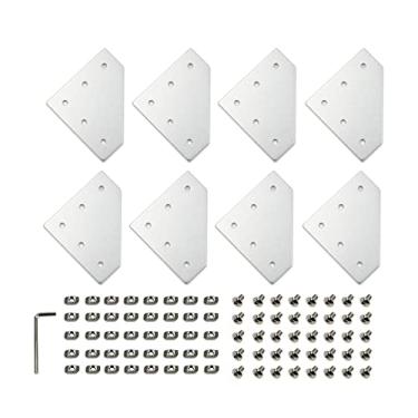 Imagem de Zeberoxyz 8 peças/kit placa de suporte de canto prata em forma de L com parafusos e porcas T, placa de placa de junta de 90 graus de 5 furos para quadro de impressora 3D de perfil de alumínio série