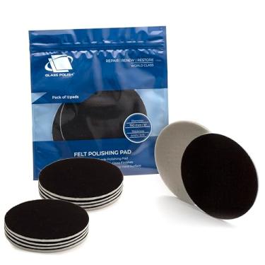 Imagem de Conjunto de pastilhas de polimento de feltro GP11010 para polimento de vidro, plástico, metal, mármore/diâmetro 15 cm/pacote com 10 pastilhas