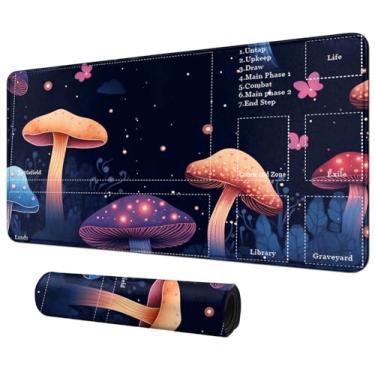 Imagem de BFDHGQZC Tapete de mouse cogumelo colorido para MTG e TCG, tapete de jogo de 61 x 35 cm para MTG/RPG/CCG, tapete de mesa perfeito para jogos de cartas, videogames, computador, escritório