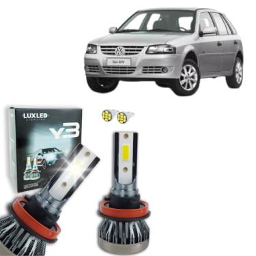 Imagem de Kit Super LED Gol G4 2006 2007 2008 2009 2010 2011 2012 2013 Farol Alto e Baixo Foco Simples 20000 Lumens Iluminação Potente Conector H4