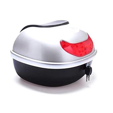 Imagem de Mala de viagem para motocicleta, caixa traseira de motocicleta, à prova de choque, capa para porta-malas de scooter, alforjes, bagagem, com fivela de trava de segurança, capa superior para motocicleta