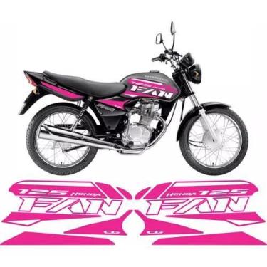 Imagem de Kit Adesivos Carenagem Honda Cg Fan 125 Rosa E Branco - Resitank