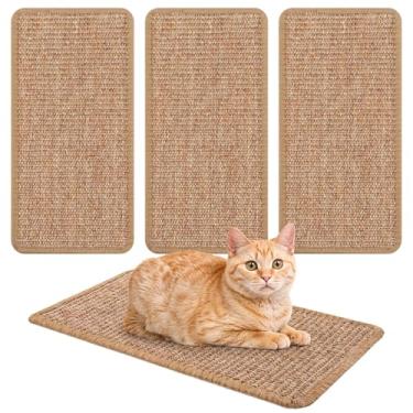 Imagem de 4 peças de tapete arranhador de gato de sisal para gatos com fita adesiva, tapete para arranhar gatos, para proteger a parede, sofá, janela, poleiro, parede, móveis, prateleiras, 40 x 19,8 cm