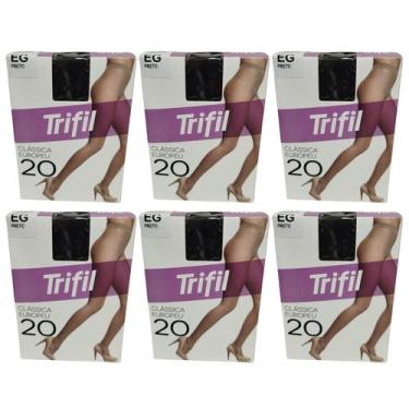 Imagem de Kit 6 Meia Calça Clássica Europeu Fio 20 Preta EG - Trifil