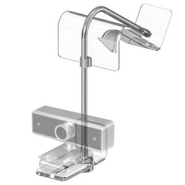 Imagem de Geekria Suporte de tela central de acrílico/meio para webcam, coloque a webcam em qualquer lugar no monitor, tela de laptop, compatível com webcams Logitech MX Brio, C920x, C922, C930 (transparente)