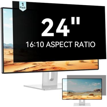 Imagem de Filtro de tela de privacidade de computador de 24 polegadas para monitor panorâmico de 16:10, filtro antirreflexo e luz azul, filme protetor de tela removível anti-arranhões de 24 polegadas