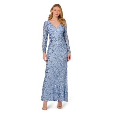 Imagem de Adrianna Papell Vestido formal feminino preto gravata noite noiva mãe do noivo, Electric Ice, 38