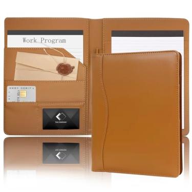 Imagem de Pasta de couro para portfólio 12 x 20, mini pasta de couro macio A5 fichário de negócios bloco de escrita legal tamanho júnior organizador de documentos para presente infantil masculino feminino