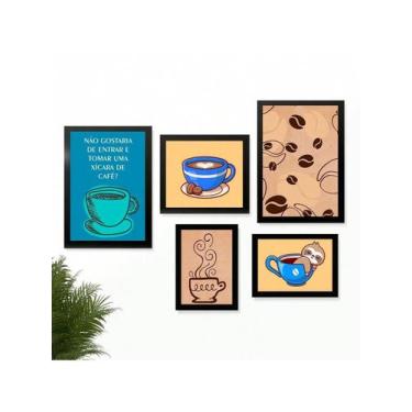 Imagem de Kit 5 Quadros Cantinho do Café Placas Decorativas Cozinha Não Gostaria