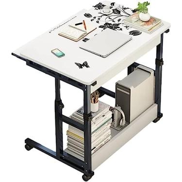 Imagem de Mesa com suporte para laptop com altura ajustável e suporte para laptop – estação de trabalho com rodas móveis para PC e notebook – tamanho único