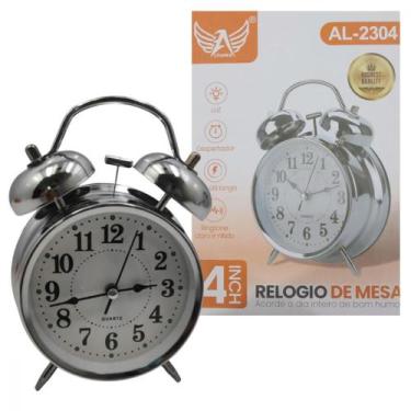 Imagem de Relógio Retrô Analógico de Mesa PRATA Altomex AL-2304 - electros1