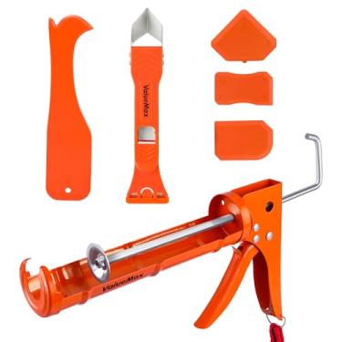 Imagem de ValueMax Kit de pistola de calafetagem e raspador de calafetagem, pistola de calafetagem de silicone suave de 283 g com ferramenta de remoção de calafetagem, proporção de impulso de 10: 1, ferramenta