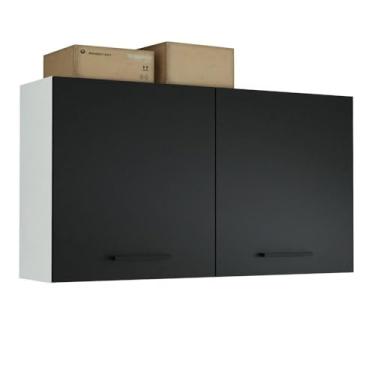 Imagem de Armário Aéreo Multiuso 120cm 2 Portas Branco/preto Agata Madesa