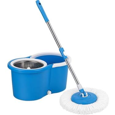 Imagem de Mop Balde Esfregão Giratório com Alça – Refil Microfibra Lavável, Cabeça 360°, Balde 8L – Limpeza Prática para Pisos Frios, Madeira e Sintéticos