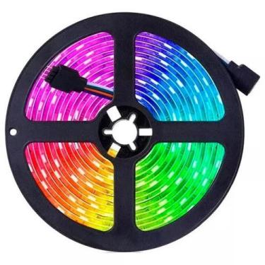 Imagem de Fita LED RGB 5050 Rolo 5m 16 Cores IP65, Fonte, Controle - Master