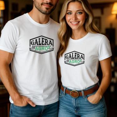 Imagem de Camiseta Algodão Unissex Casal Country Estampa Galera do Agro Faculdad
