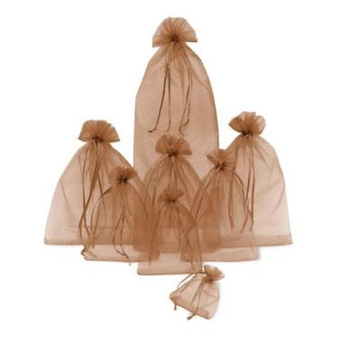 Imagem de Kit Com 50 Saquinhos De Organza 15x22,5cm - Fitas e Festas, Marrom